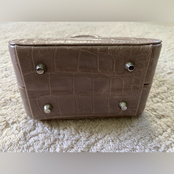 EUC $325 Staud Kenny Small Crocodile Croc Bag Tan Beige Evening French Grey - Picture 10 of 11